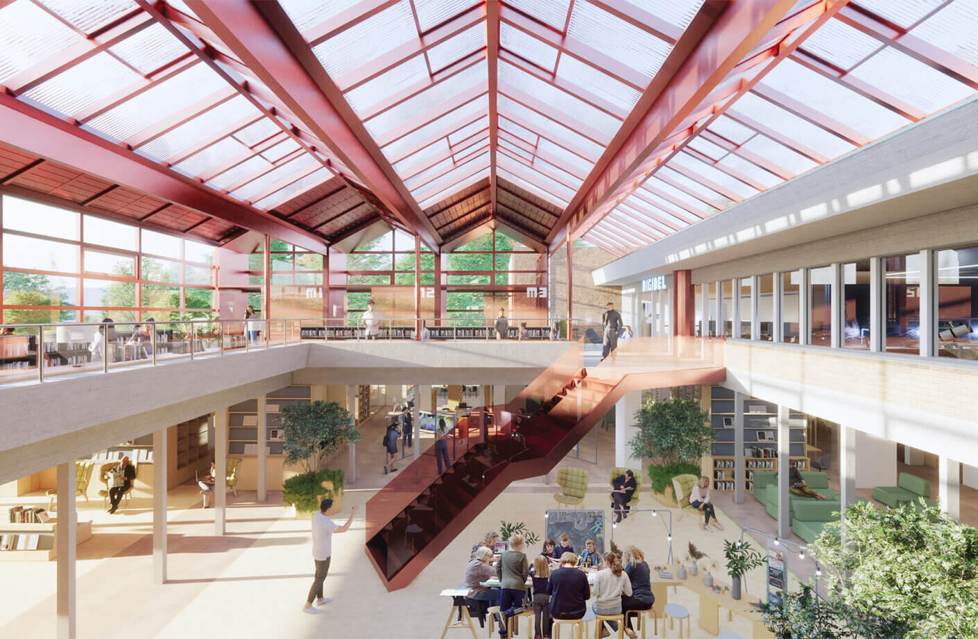 a library orangery with skylights