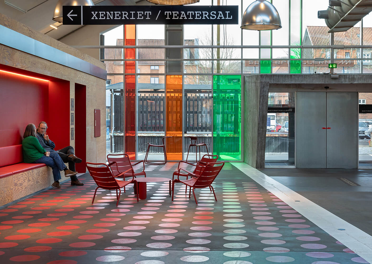 interior room with colored glass