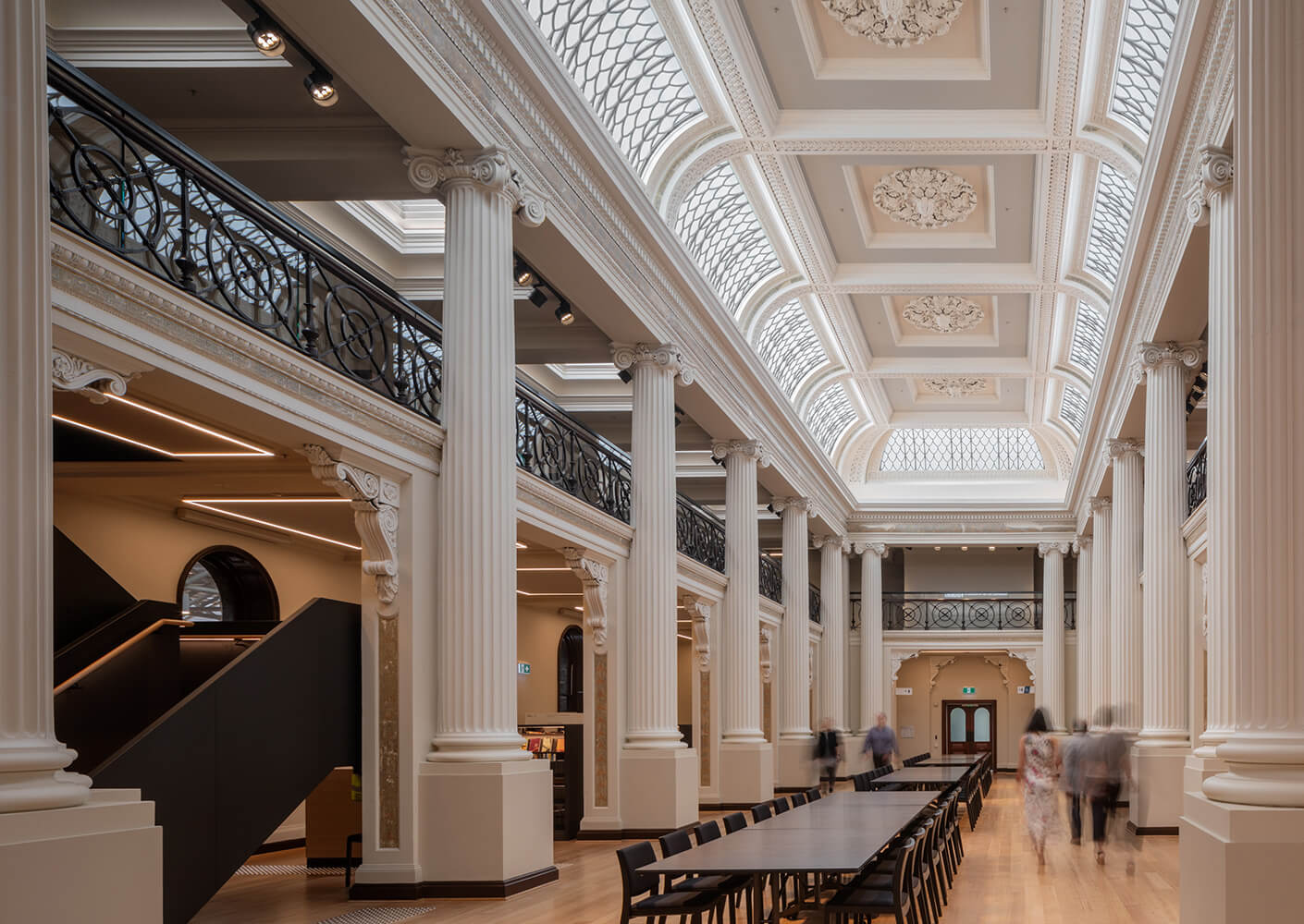 a neo-classical library reading room