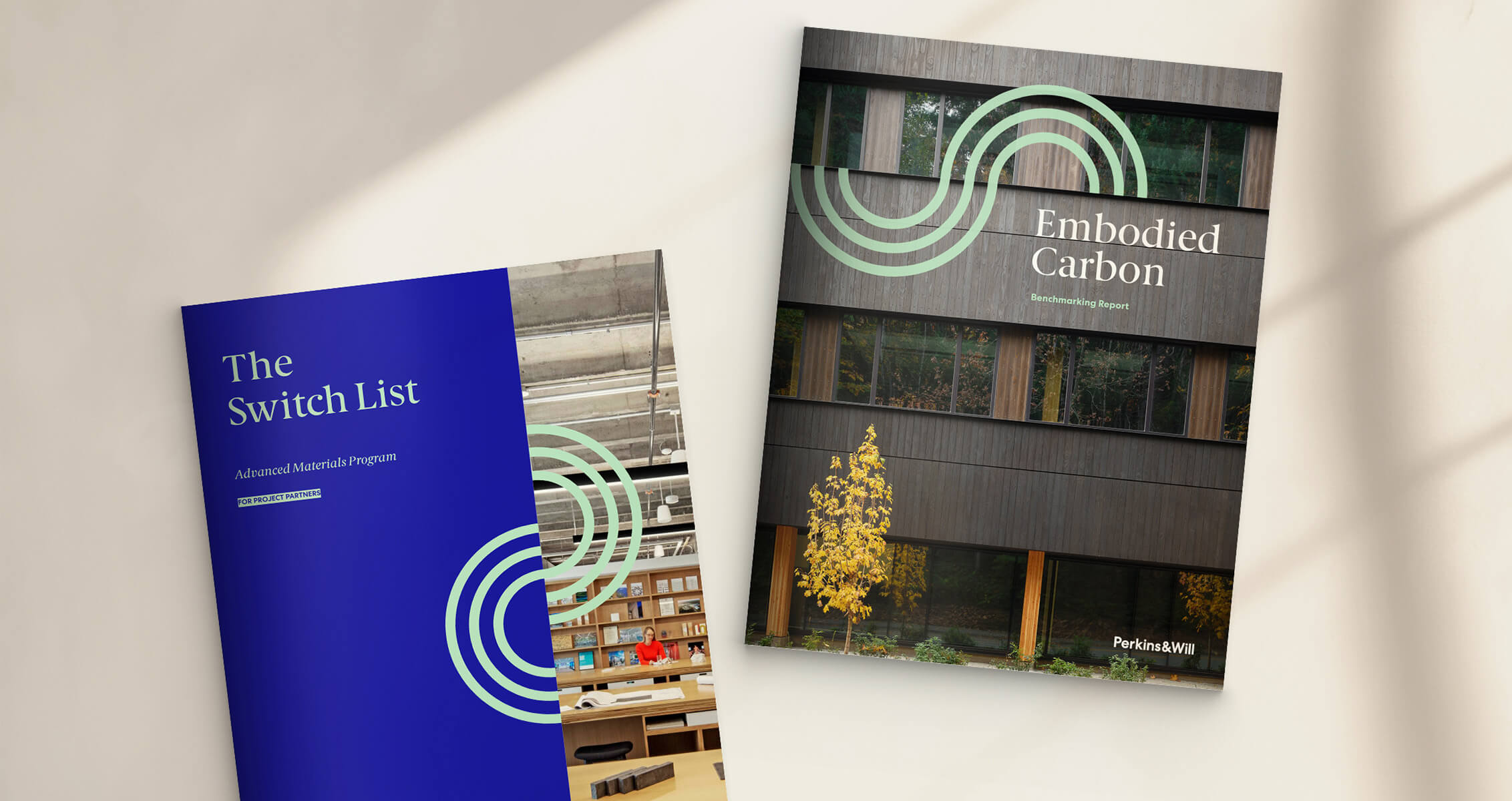 Top-down view of two document covers