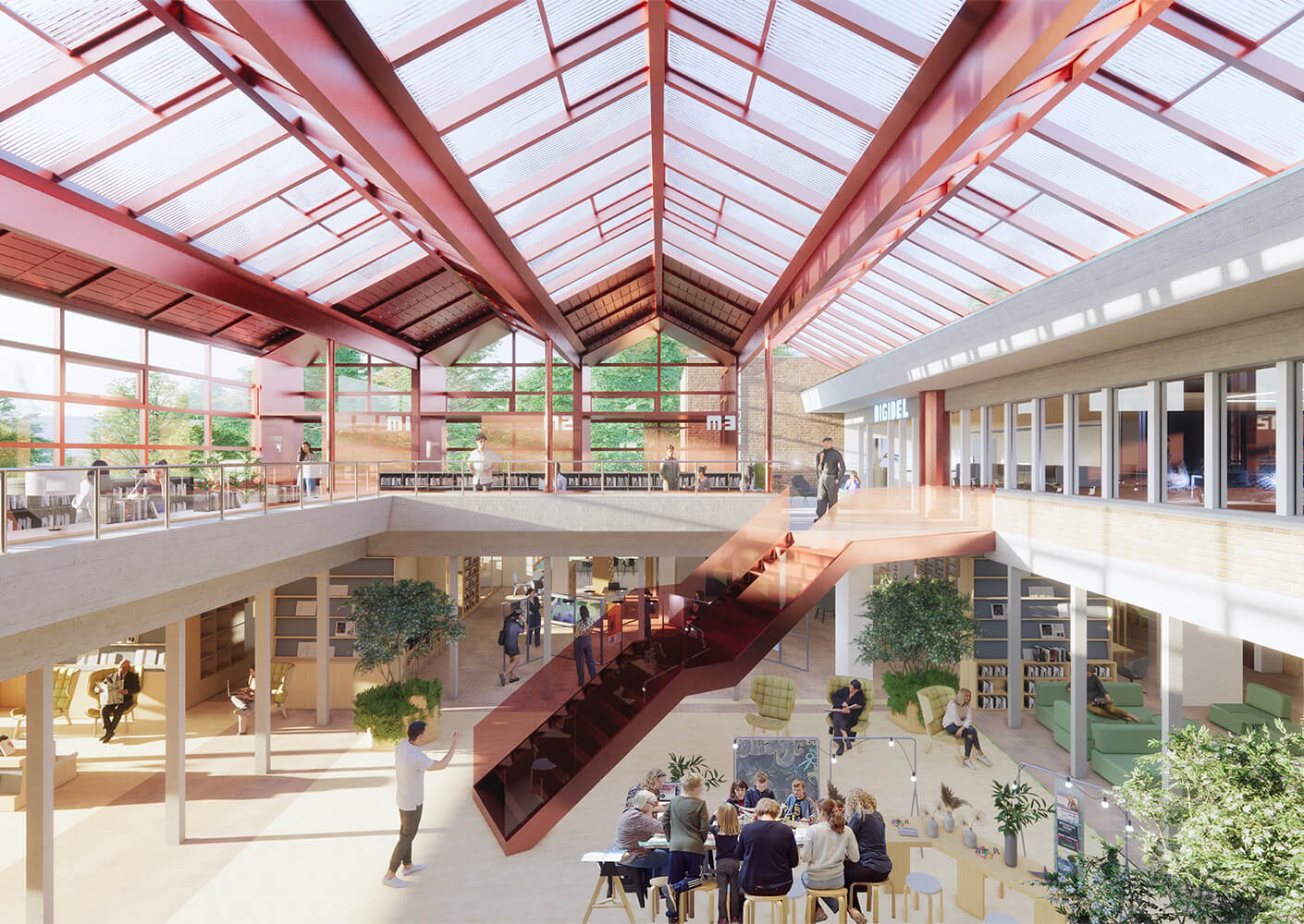 a library orangery with skylights