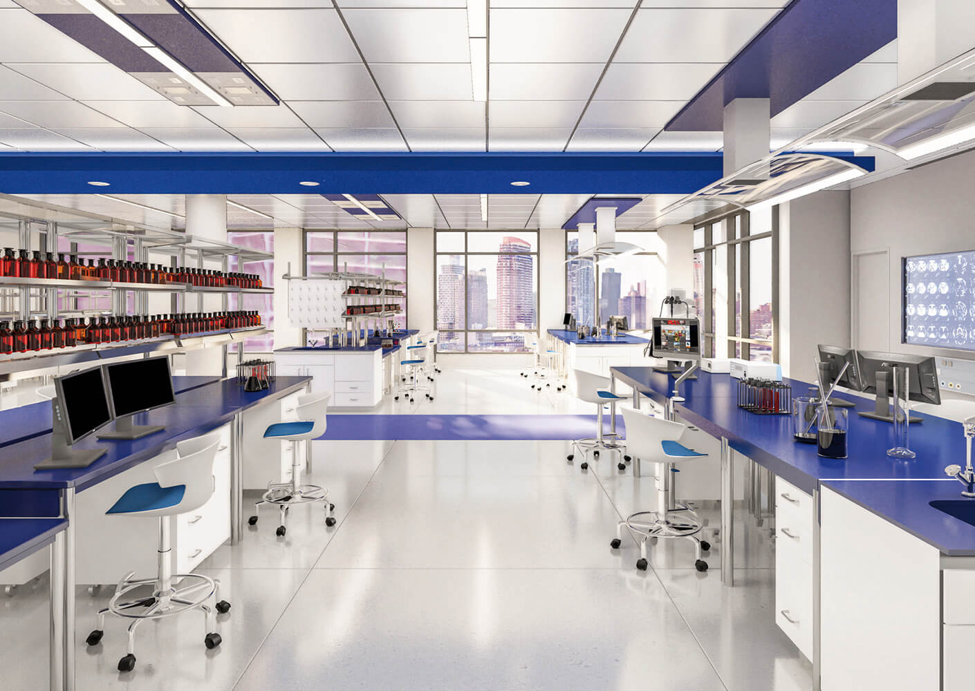 Rendering of modular, flexible life sciences lab