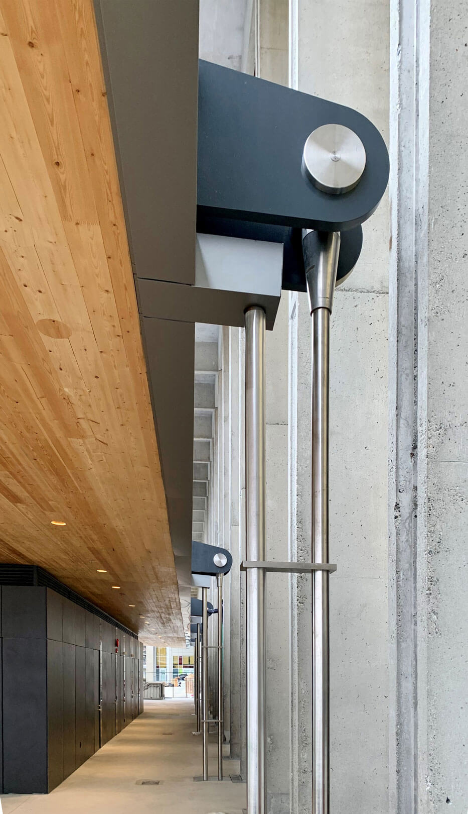 Photograph of back connection of SFU Stadium roof.