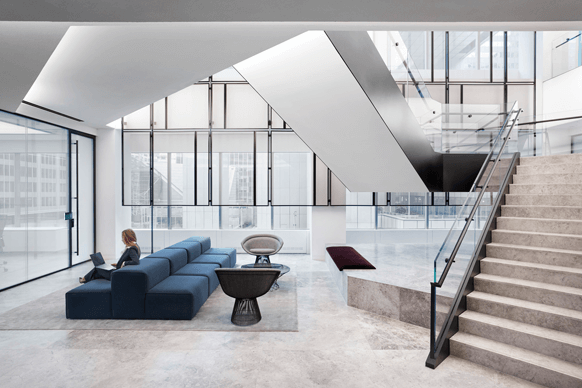 Seating area underneath staircase